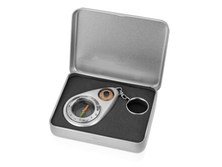 Брелок-компас с термометром, серебристый Брелок-компас с термометром, серебристый