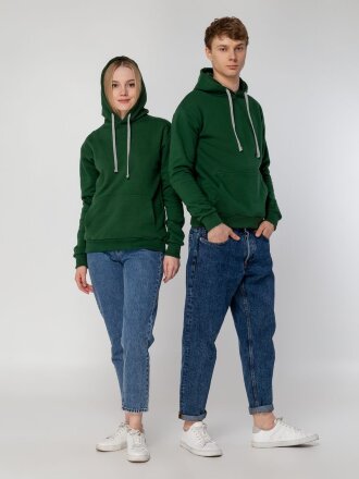 Толстовка с капюшоном Unit Kirenga Heavy, темно-зеленая Толстовка с капюшоном Unit Kirenga Heavy, темно-зеленая
