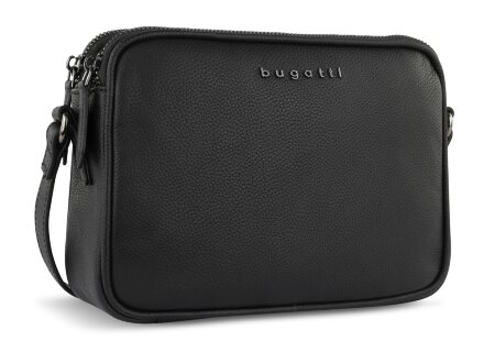 Сумка кросс-боди женская BUGATTI Bella, чёрная, воловья кожа/полиэстер, 22х6х15,5 см Сумка кросс-боди женская BUGATTI Bella, чёрная, воловья кожа/полиэстер, 22х6х15,5 см