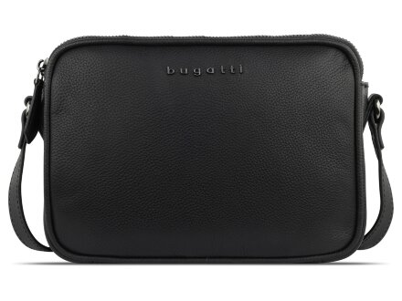 Сумка кросс-боди женская BUGATTI Bella, чёрная, воловья кожа/полиэстер, 22х6х15,5 см Сумка кросс-боди женская BUGATTI Bella, чёрная, воловья кожа/полиэстер, 22х6х15,5 см