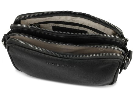 Сумка кросс-боди женская BUGATTI Bella, чёрная, воловья кожа/полиэстер, 22х6х15,5 см Сумка кросс-боди женская BUGATTI Bella, чёрная, воловья кожа/полиэстер, 22х6х15,5 см