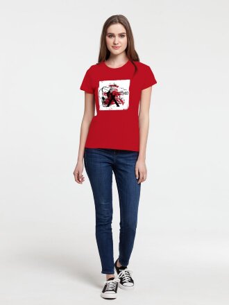 Футболка женская Carmen and Carwoman, красная Футболка женская Carmen and Carwoman, красная