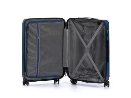 Чемодан TORBER Caspian, тёмно-синий, ABS-пластик, 43 х 26 х 68 см, 64 л Чемодан TORBER Caspian, тёмно-синий, ABS-пластик, 43 х 26 х 68 см, 64 л