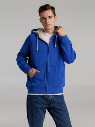 Толстовка унисекс на молнии Sherpa 280, ярко-синяя Толстовка унисекс на молнии Sherpa 280, ярко-синяя
