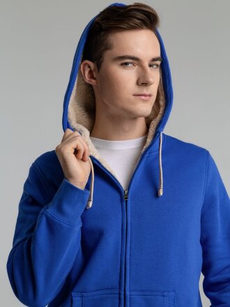 Толстовка унисекс на молнии Sherpa 280, ярко-синяя Толстовка унисекс на молнии Sherpa 280, ярко-синяя