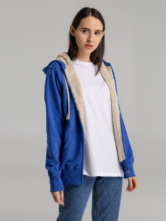 Толстовка унисекс на молнии Sherpa 280, ярко-синяя Толстовка унисекс на молнии Sherpa 280, ярко-синяя