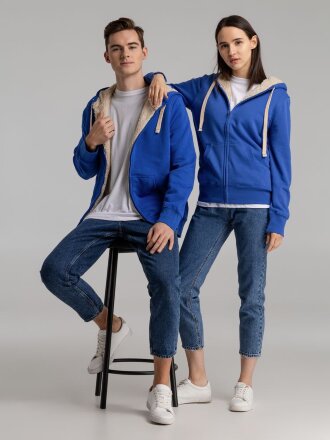 Толстовка унисекс на молнии Sherpa 280, ярко-синяя Толстовка унисекс на молнии Sherpa 280, ярко-синяя