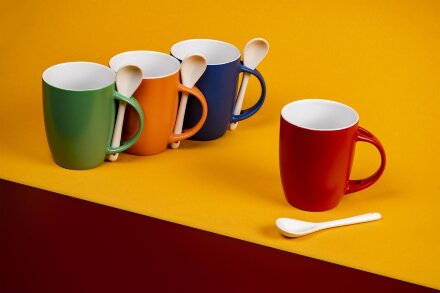 Кружка с ложкой Cheer Up, ver.2, синяя Кружка с ложкой Cheer Up, ver.2, синяя