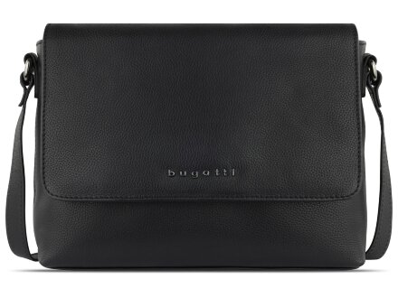 Сумка наплечная женская BUGATTI Bella, чёрная, воловья кожа/полиэстер, 25х8х20 см Сумка наплечная женская BUGATTI Bella, чёрная, воловья кожа/полиэстер, 25х8х20 см