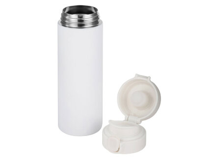 Вакуумная термокружка Waterline c кнопкой Guard, 400 мл, тубус, белый (Р)