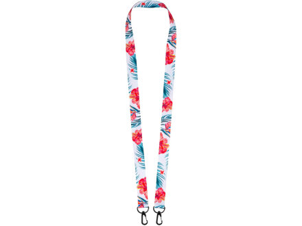 Ланъярд 2 см под сублимацию с 2-мя карабинами, черный