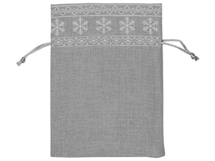 Мешочек подарочный новогодний, хлопок, средний, серый Мешочек подарочный новогодний, хлопок, средний, серый