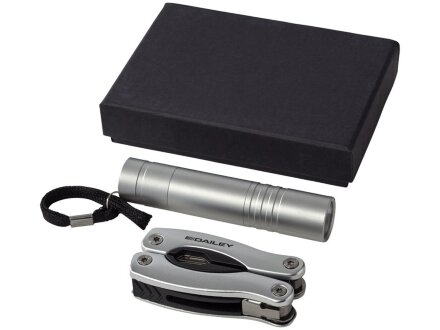 Подарочный набор Scout с многофункциональным ножом и фонариком, серебристый Подарочный набор Scout с многофункциональным ножом и фонариком, серебристый