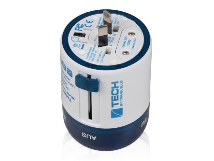 Адаптер с 2-умя USB-портами для зарядки Travel Blue Twist & Slide Adaptor голубой/белый Адаптер с 2-умя USB-портами для зарядки Travel Blue Twist & Slide Adaptor голубой/белый