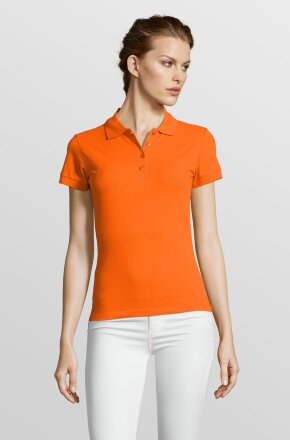 Рубашка поло женская People 210, оранжевая Рубашка поло женская People 210, оранжевая