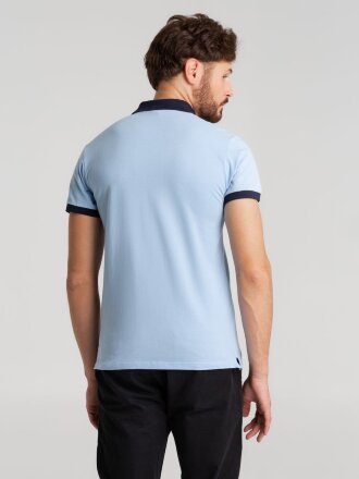 Рубашка поло Prince 190, голубая с темно-синим Рубашка поло Prince 190, голубая с темно-синим