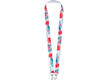 Ланъярд 2 см под сублимацию с 2-мя карабинами, серебристый