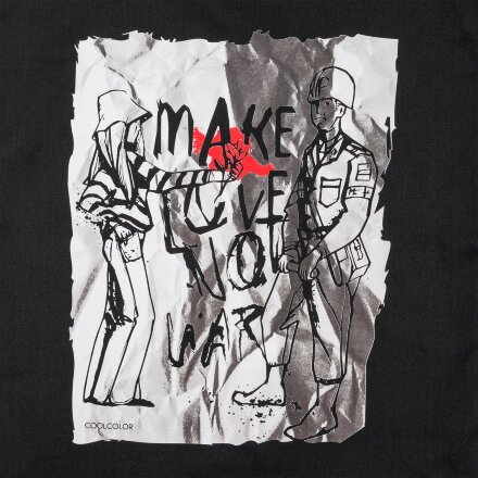 Холщовая сумка Make Love, черная с красными ручками Холщовая сумка Make Love, черная с красными ручками