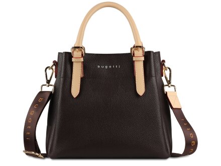 Сумка женская BUGATTI Ella, тёмно-коричневая, полиуретан, 27х12х23,5 см Сумка женская BUGATTI Ella, тёмно-коричневая, полиуретан, 27х12х23,5 см