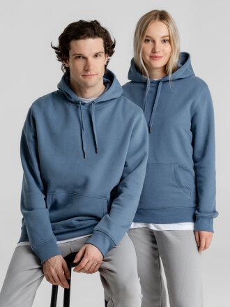 Толстовка с капюшоном унисекс King, серо-синяя Толстовка с капюшоном унисекс King, серо-синяя