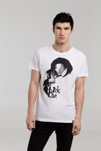 Футболка «Меламед. Nick Cave», белая с нанесением логотипа