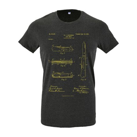 Футболка приталенная Old Patents. Knife, черный меланж Футболка приталенная Old Patents. Knife, черный меланж