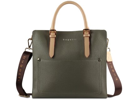 Сумка-портфель женская BUGATTI Ella, оливковая, полиуретан, 30х11,5х28 см Сумка-портфель женская BUGATTI Ella, оливковая, полиуретан, 30х11,5х28 см