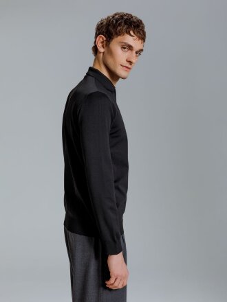 Рубашка поло мужская с длинным рукавом Terrazzo, черная Рубашка поло мужская с длинным рукавом Terrazzo, черная