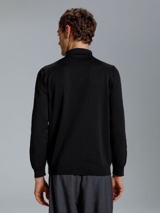 Рубашка поло мужская с длинным рукавом Terrazzo, черная Рубашка поло мужская с длинным рукавом Terrazzo, черная