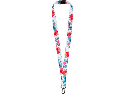 Ланъярд 2 см под сублимацию с карабином и замком обрыва, черный