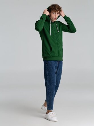 Толстовка с капюшоном на молнии Unit Siverga Heavy, темно-зеленая Толстовка с капюшоном на молнии Unit Siverga Heavy, темно-зеленая