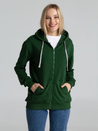 Толстовка с капюшоном на молнии Unit Siverga Heavy, темно-зеленая Толстовка с капюшоном на молнии Unit Siverga Heavy, темно-зеленая