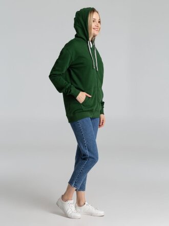 Толстовка с капюшоном на молнии Unit Siverga Heavy, темно-зеленая Толстовка с капюшоном на молнии Unit Siverga Heavy, темно-зеленая