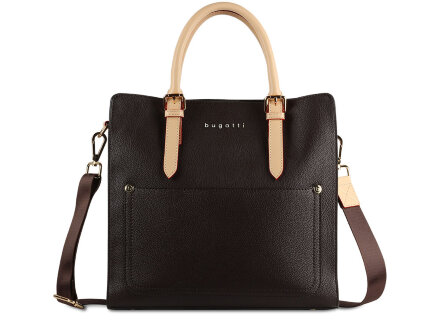 Сумка-портфель женская BUGATTI Ella, тёмно-коричневая, полиуретан, 30х11,5х28 см Сумка-портфель женская BUGATTI Ella, тёмно-коричневая, полиуретан, 30х11,5х28 см