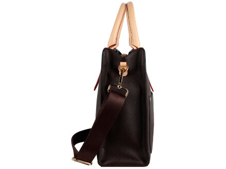 Сумка-портфель женская BUGATTI Ella, тёмно-коричневая, полиуретан, 30х11,5х28 см Сумка-портфель женская BUGATTI Ella, тёмно-коричневая, полиуретан, 30х11,5х28 см