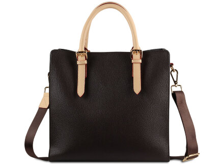 Сумка-портфель женская BUGATTI Ella, тёмно-коричневая, полиуретан, 30х11,5х28 см Сумка-портфель женская BUGATTI Ella, тёмно-коричневая, полиуретан, 30х11,5х28 см