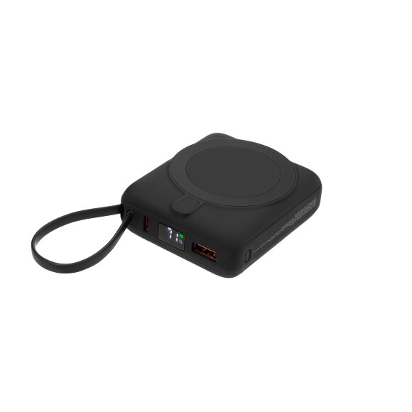 Внешний аккумулятор с подсветкой Ritter PD 10000mAh с функцией беспроводной зарядки 15W, черный с нанесением логотипа
