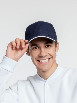 Бейсболка Generic, темно-синяя с белым кантом Бейсболка Generic, темно-синяя с белым кантом