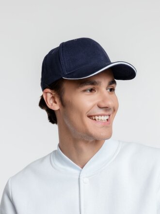 Бейсболка Generic, темно-синяя с белым кантом Бейсболка Generic, темно-синяя с белым кантом