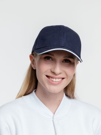 Бейсболка Generic, темно-синяя с белым кантом Бейсболка Generic, темно-синяя с белым кантом