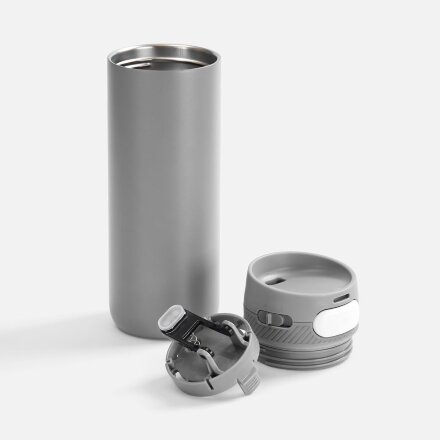 Термостакан X1 с цветной кнопкой, серый с белым