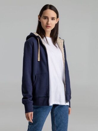 Толстовка унисекс на молнии Sherpa 280, темно-синяя Толстовка унисекс на молнии Sherpa 280, темно-синяя