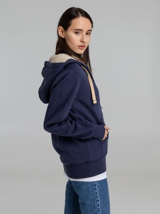Толстовка унисекс на молнии Sherpa 280, темно-синяя Толстовка унисекс на молнии Sherpa 280, темно-синяя