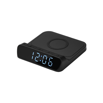 Зарядная станция с часами 15W Rigel, черная