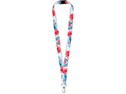 Ланъярд 2 см под сублимацию с карабином и замком обрыва, серебристый