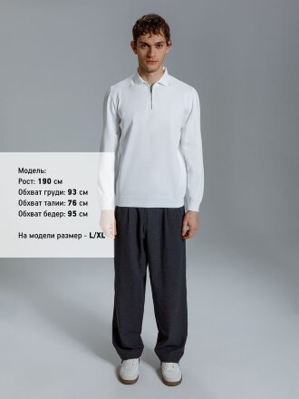 Рубашка поло мужская с длинным рукавом Terrazzo, белая Рубашка поло мужская с длинным рукавом Terrazzo, белая