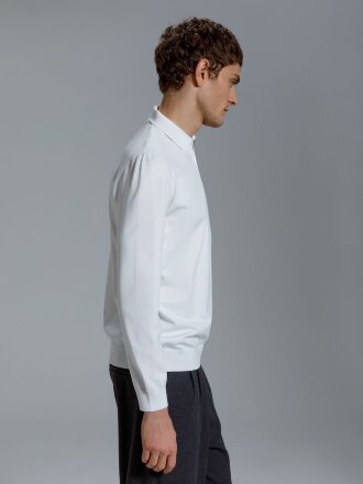 Рубашка поло мужская с длинным рукавом Terrazzo, белая Рубашка поло мужская с длинным рукавом Terrazzo, белая