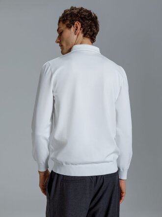 Рубашка поло мужская с длинным рукавом Terrazzo, белая Рубашка поло мужская с длинным рукавом Terrazzo, белая