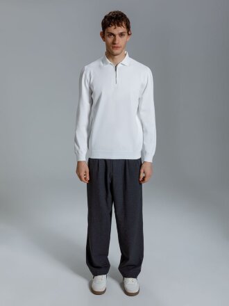 Рубашка поло мужская с длинным рукавом Terrazzo, белая Рубашка поло мужская с длинным рукавом Terrazzo, белая