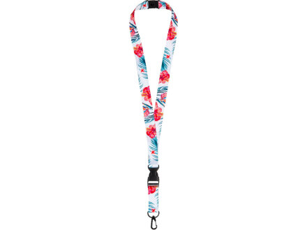 Ланъярд 2 см под сублимацию с карабином, межуровневым замком и замком обрыва, черный